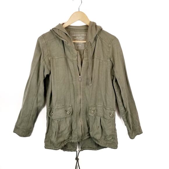 American Eagle Outfitters Women's Zip Front Army Green Utility Jacket Size Small - Picture 1 of 6